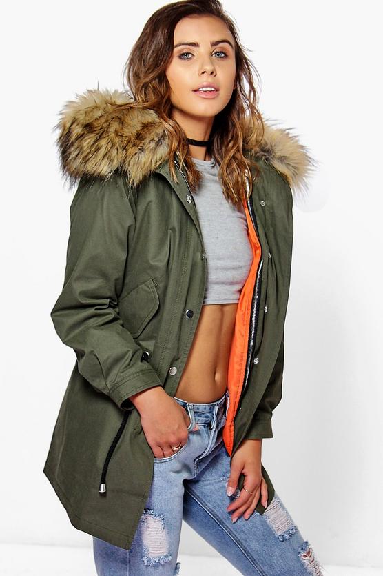 Petite Liv 2 In 1 Zip Out Parka With Faux Fur Hood